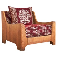Sculptural Lounge Chair in Solid Oak 1940s