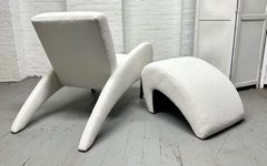 Sculptural Lounge Chair with Matching Ottoman in Boucle