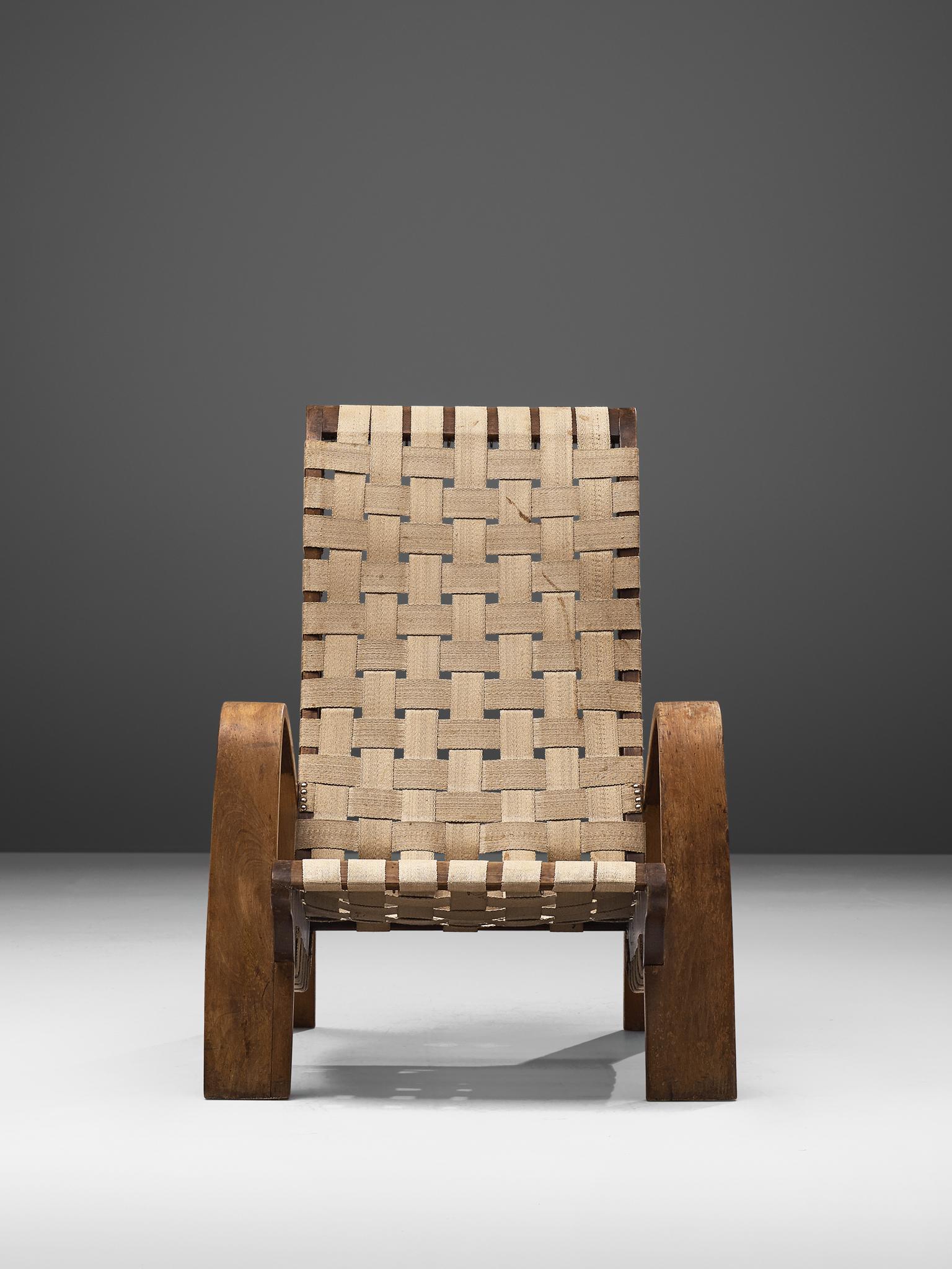 Czech Sculptural Lounge Chair with Ottoman
