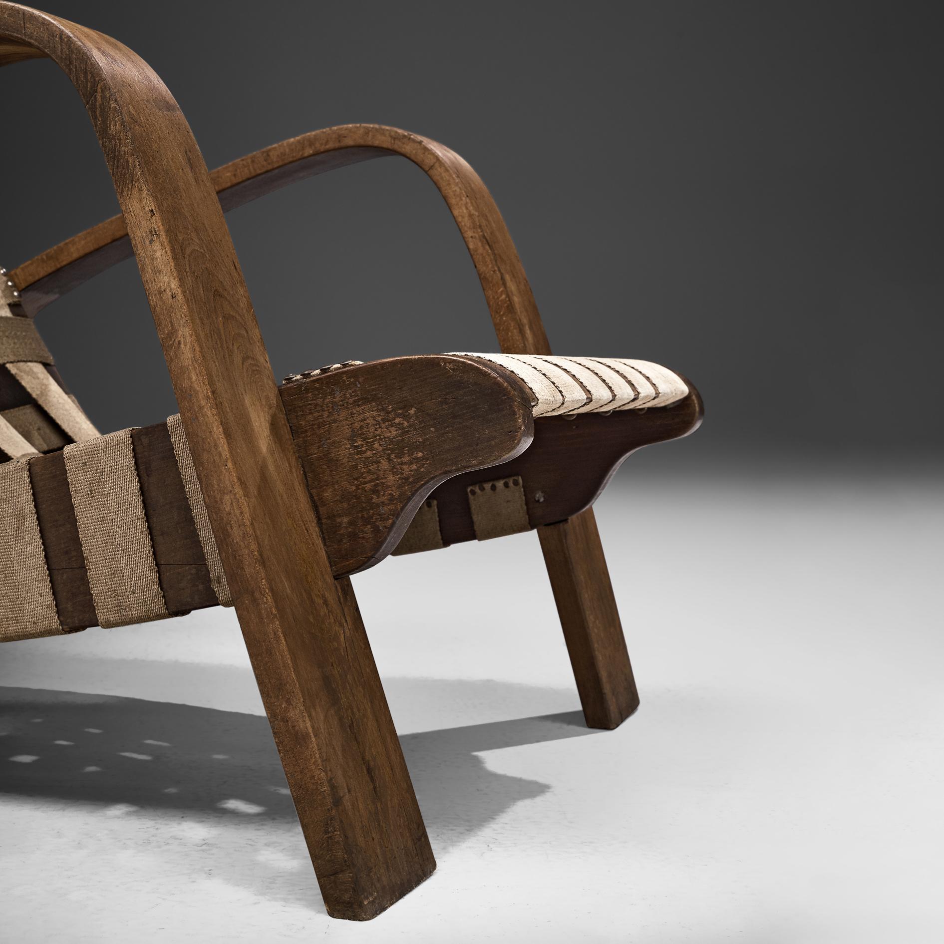 Czech Sculptural Lounge Chair with Ottoman 