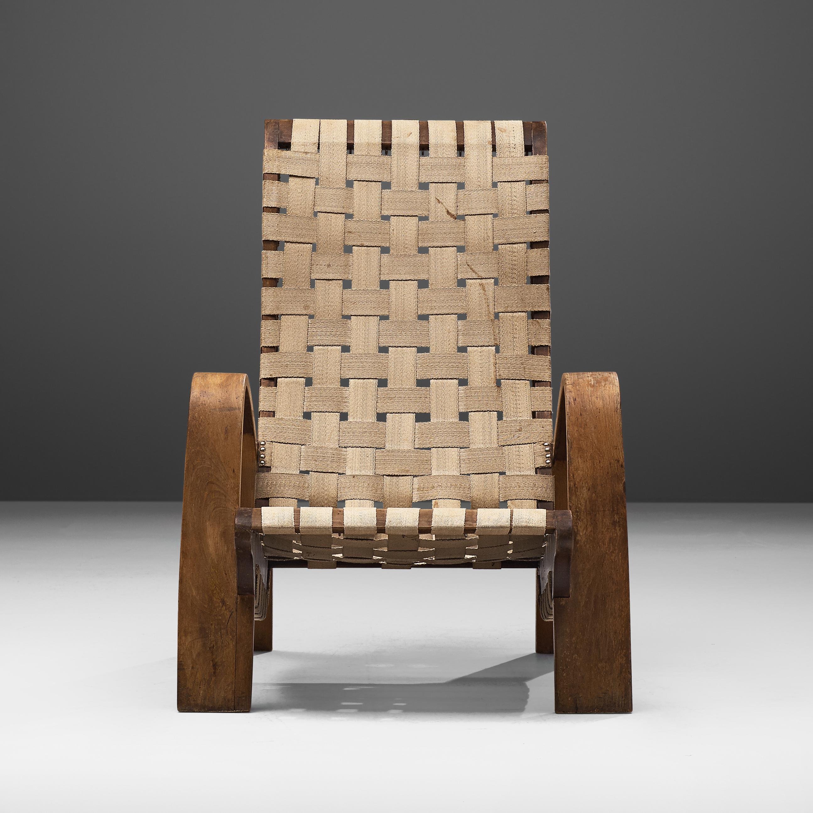 Canvas Sculptural Lounge Chair with Ottoman