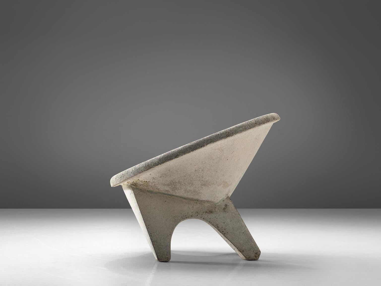 Mid-Century Modern Sculptural Lounge Chairs in Concrete