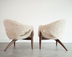 Sculptural Lounge Chairs in Shearling by Luigi Tiengo, Canada, C. 1960s