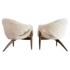 Sculptural Lounge Chairs in Shearling by Luigi Tiengo, Canada, C. 1960s