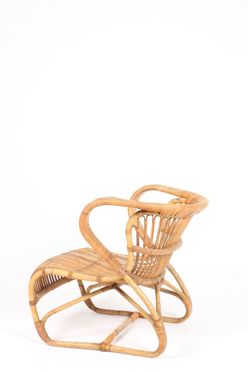 Sculptural Lounge Midcentury Lounge Chair in Bamboo, Made in Denmark, 1950 In Good Condition For Sale In Lejre, DK