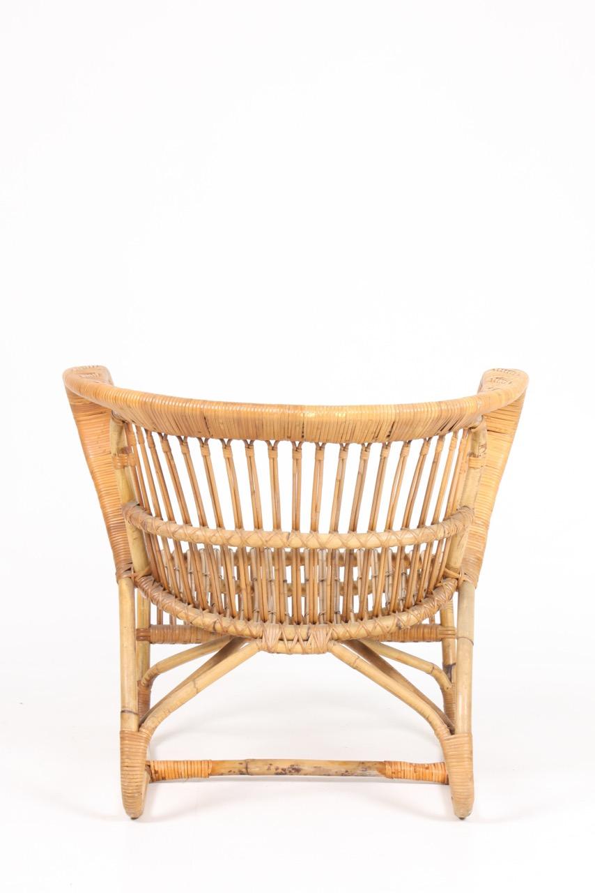 Mid-20th Century Sculptural Lounge Midcentury Lounge Chair in Bamboo, Made in Denmark, 1950 For Sale