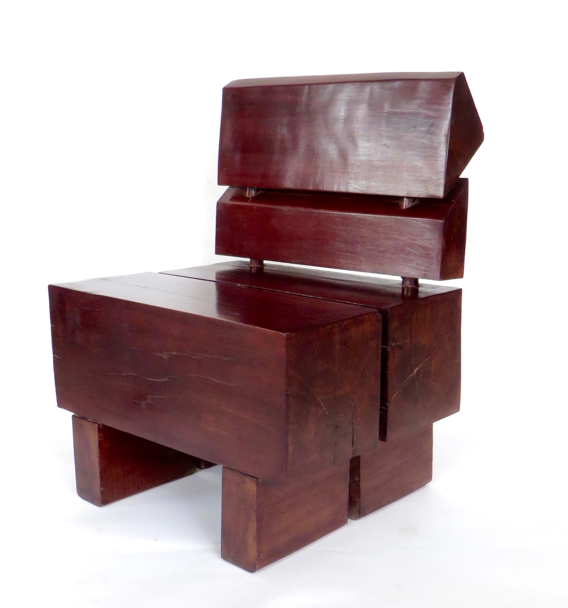 Mid-Century Modern Brazilian Sculptural Low Organic Modernist Wood Chair