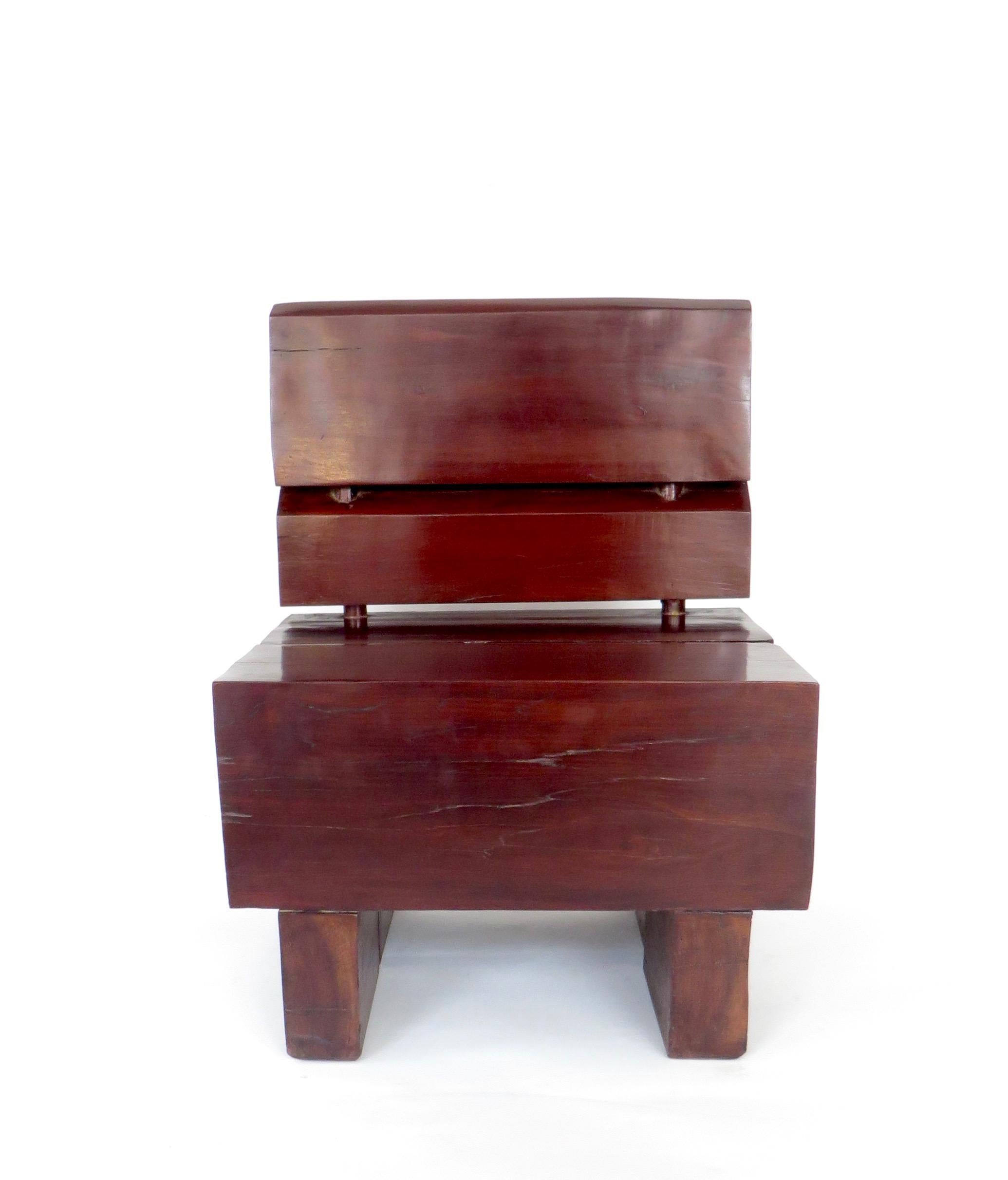 Brazilian Sculptural Low Organic Modernist Wood Chair In Good Condition In Chicago, IL
