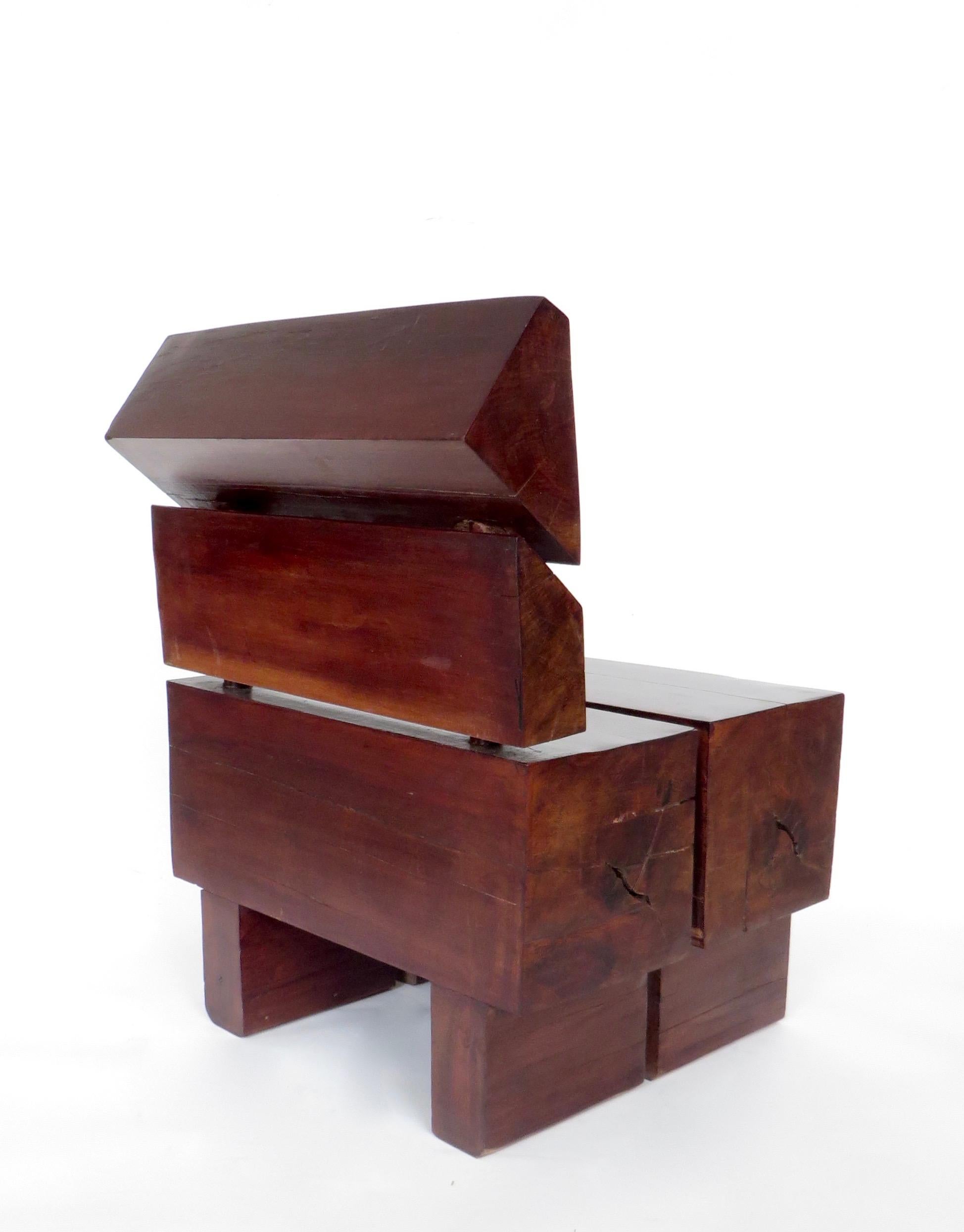 Brazilian Sculptural Low Organic Modernist Wood Chair 1