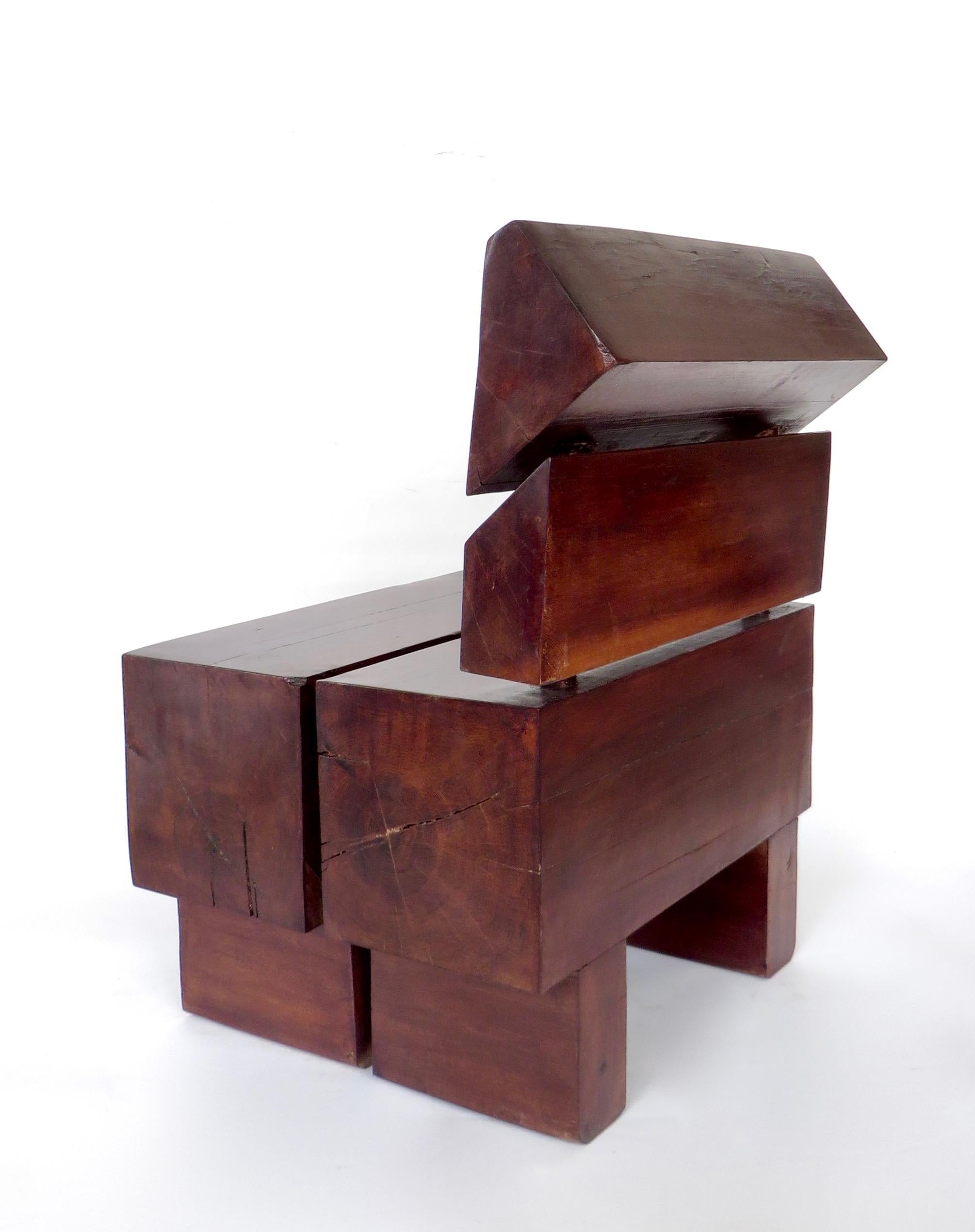Brazilian Sculptural Low Organic Modernist Wood Chair 3