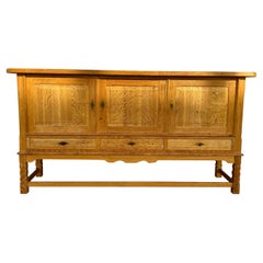 Sculptural low oak sideboard by Henry Kjærnulf 1960’s