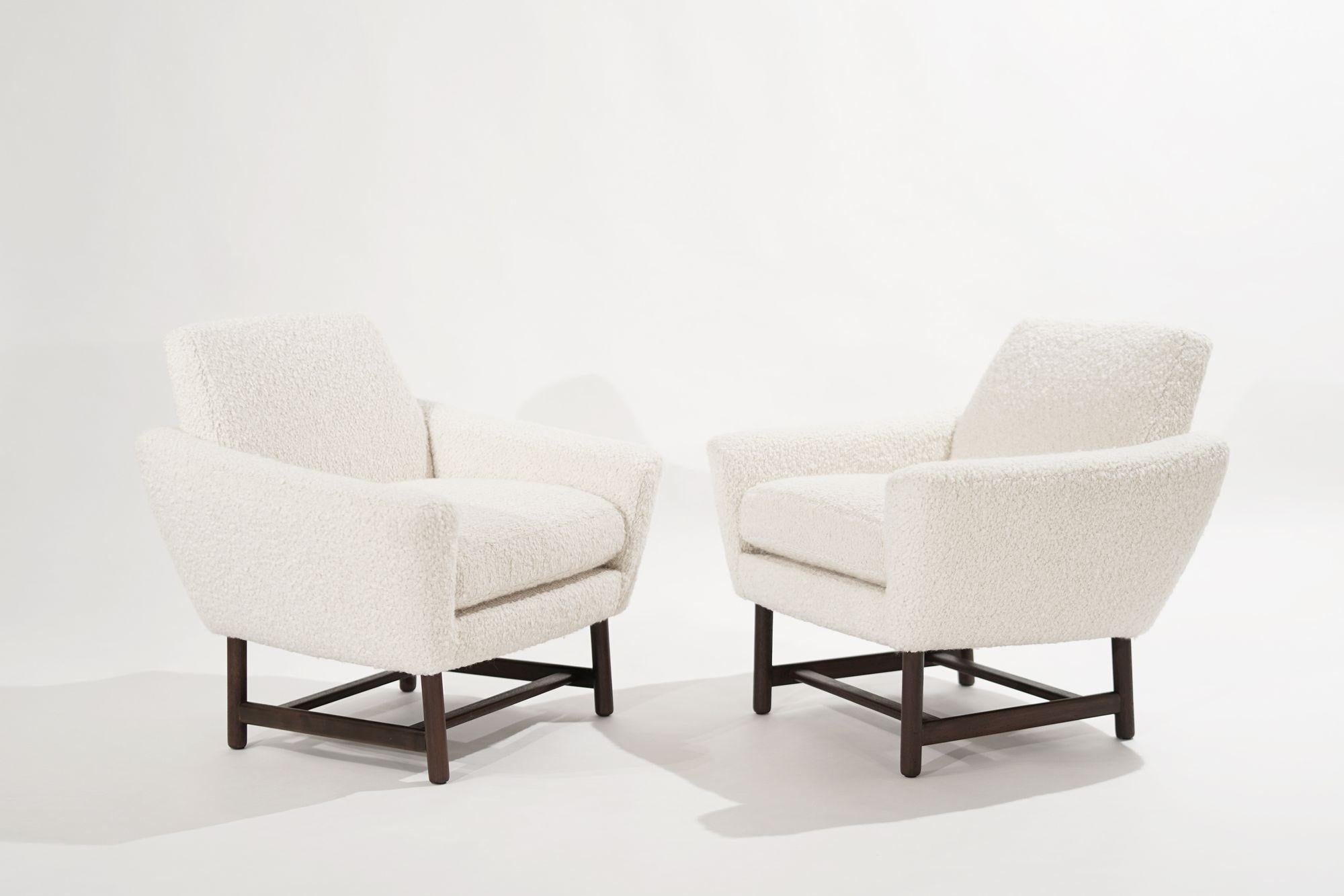 Scandinavian Modern Sculptural Low-Profile Lounge Chairs in Bouclé, Denmark, 1950s For Sale