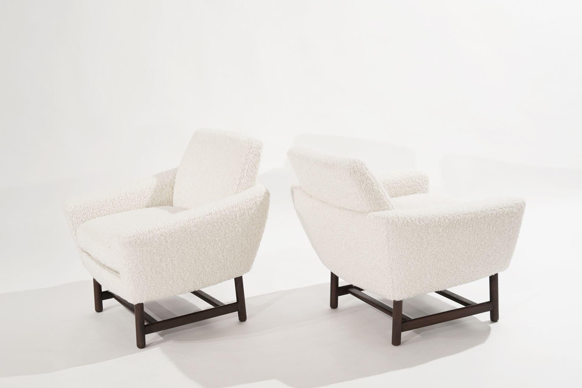 Sculptural Low-Profile Lounge Chairs in Bouclé, Denmark, 1950s In Excellent Condition For Sale In Westport, CT