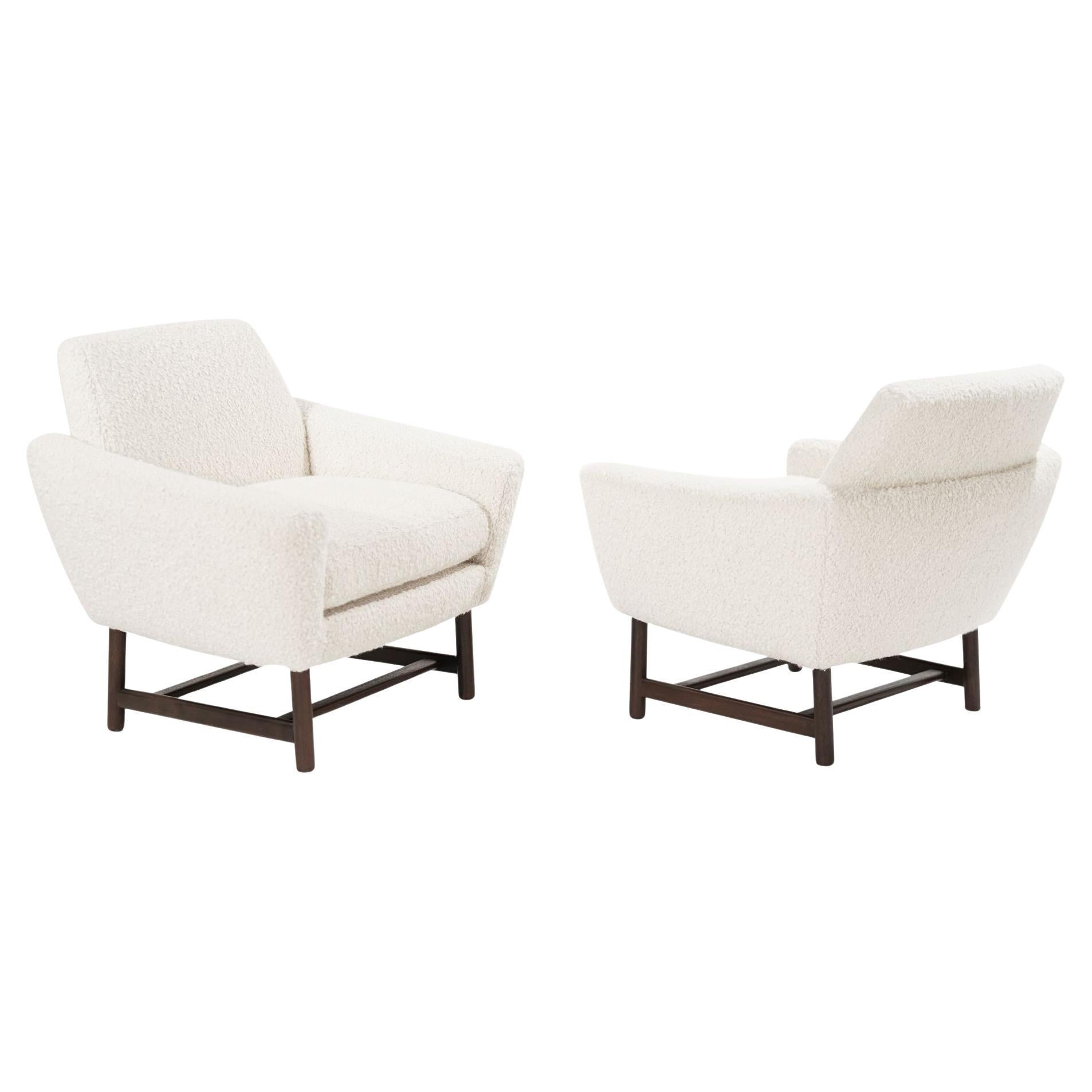 Sculptural Low-Profile Lounge Chairs in Bouclé, Denmark, 1950s For Sale