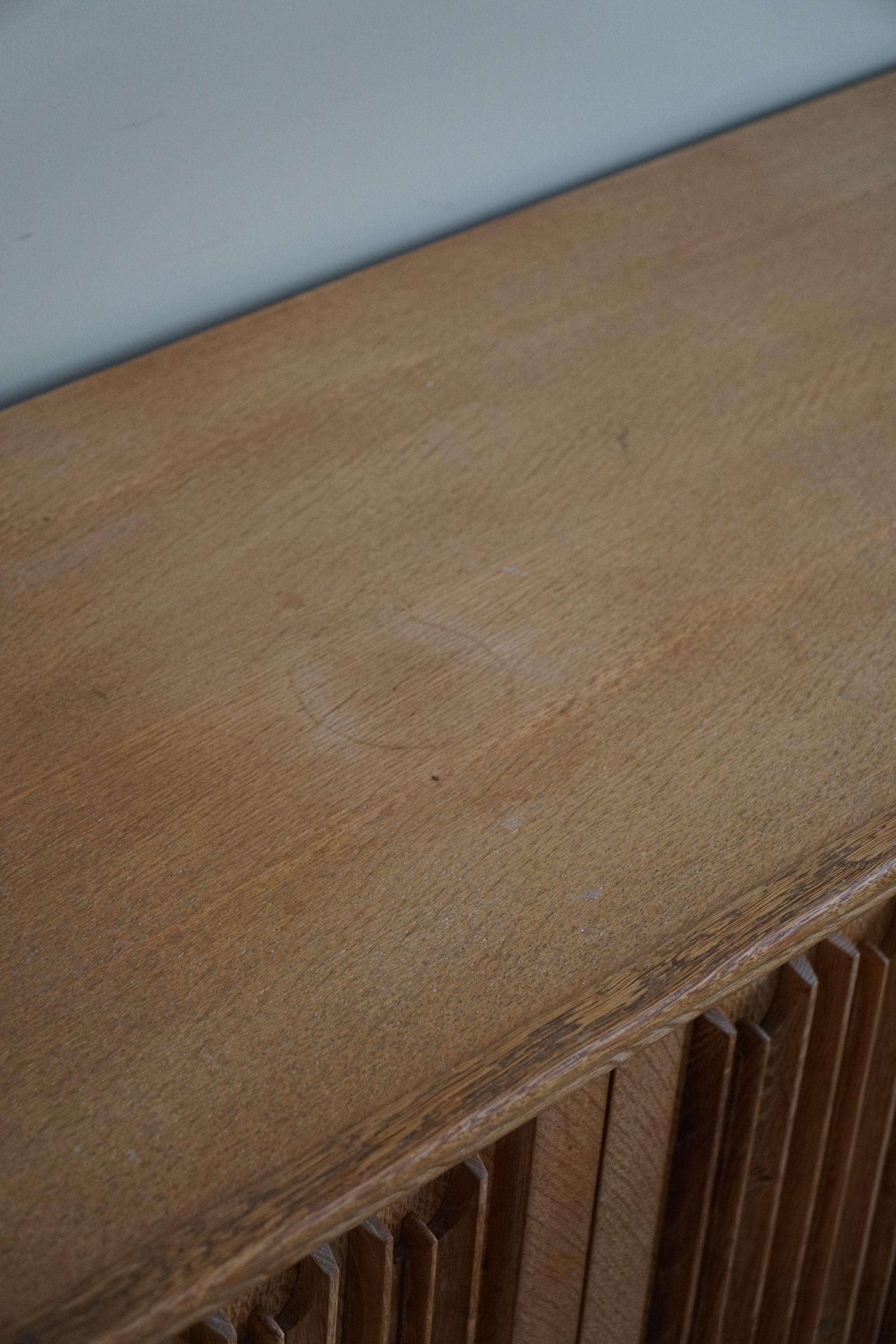 Sculptural Low Sideboard in Oak, Mid Century Modern, Danish Cabinetmaker, 1960s 8