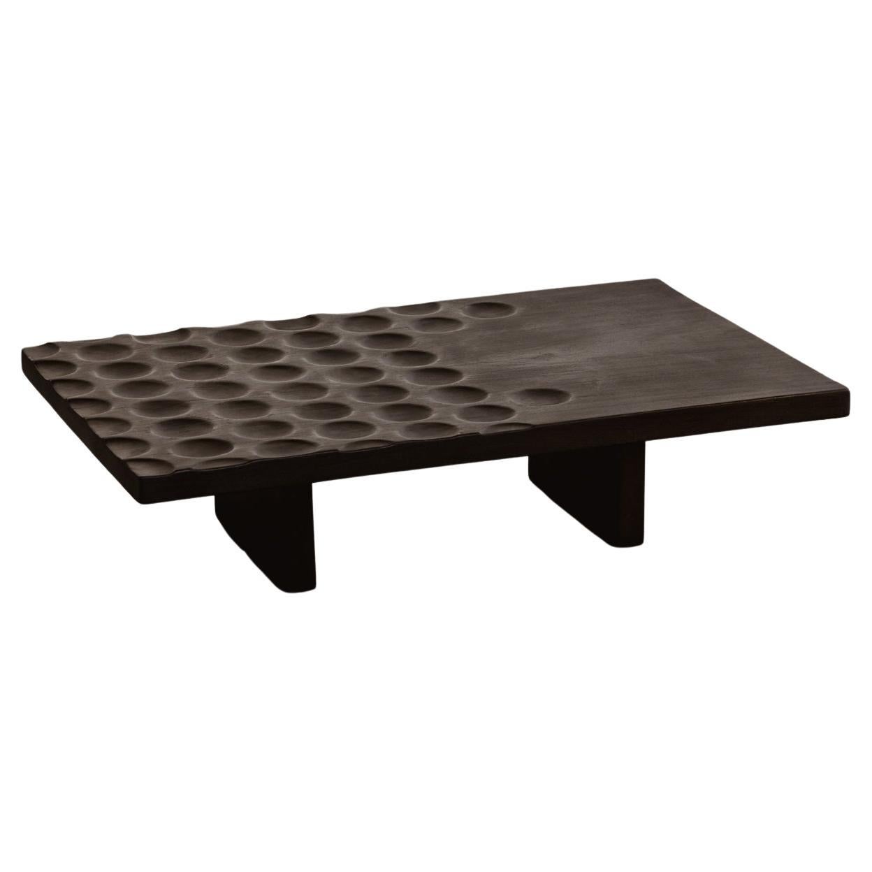 Sculptural Low Table in Dark Carved Wood, France, 1960s For Sale