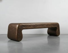 Sculptural Low Totem Bench in Patinated Bronze, Sidani Design