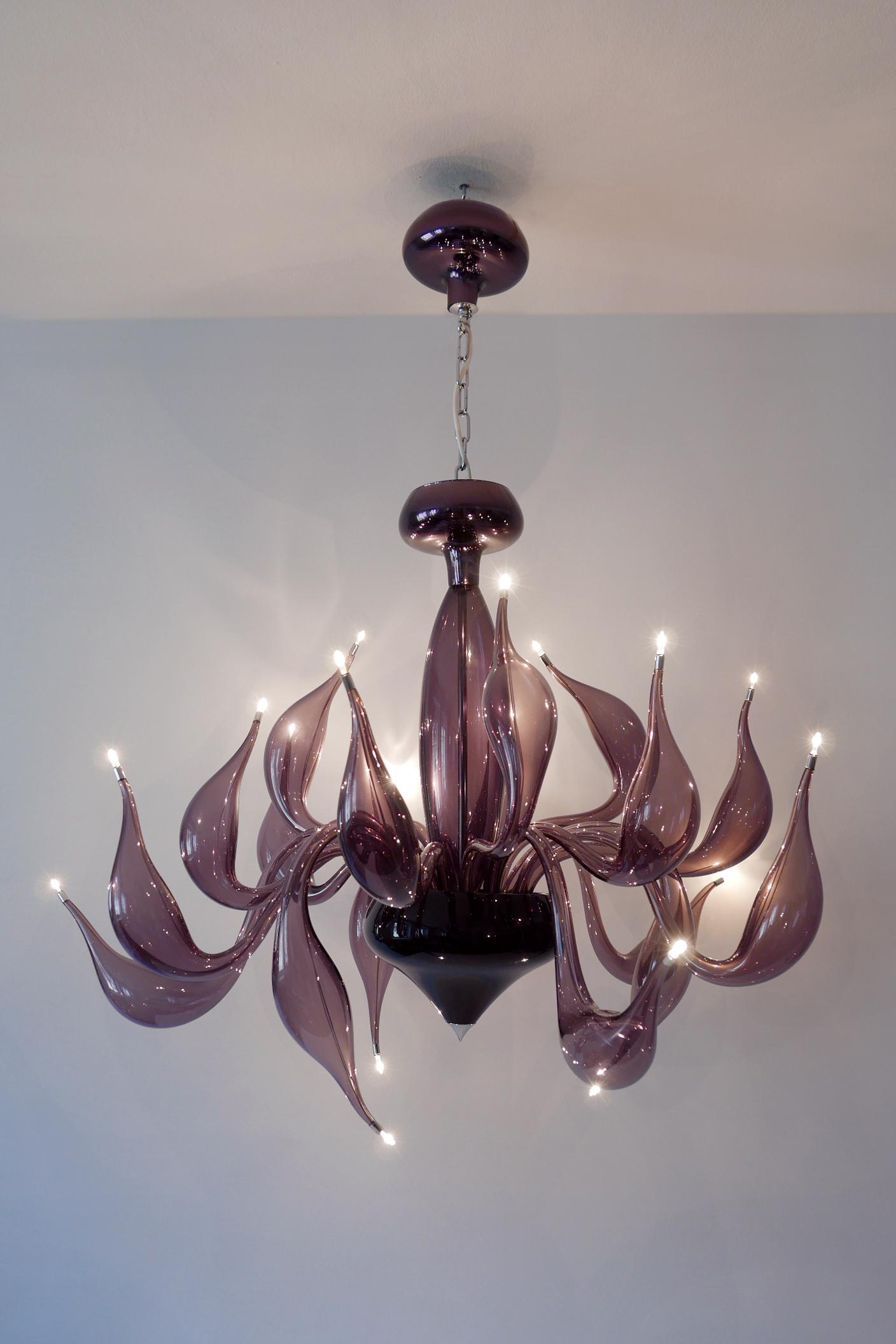 Italian Sculptural Lu Murano Chandelier 18 Lights by Fabio Fornasier, 2004, Italy For Sale