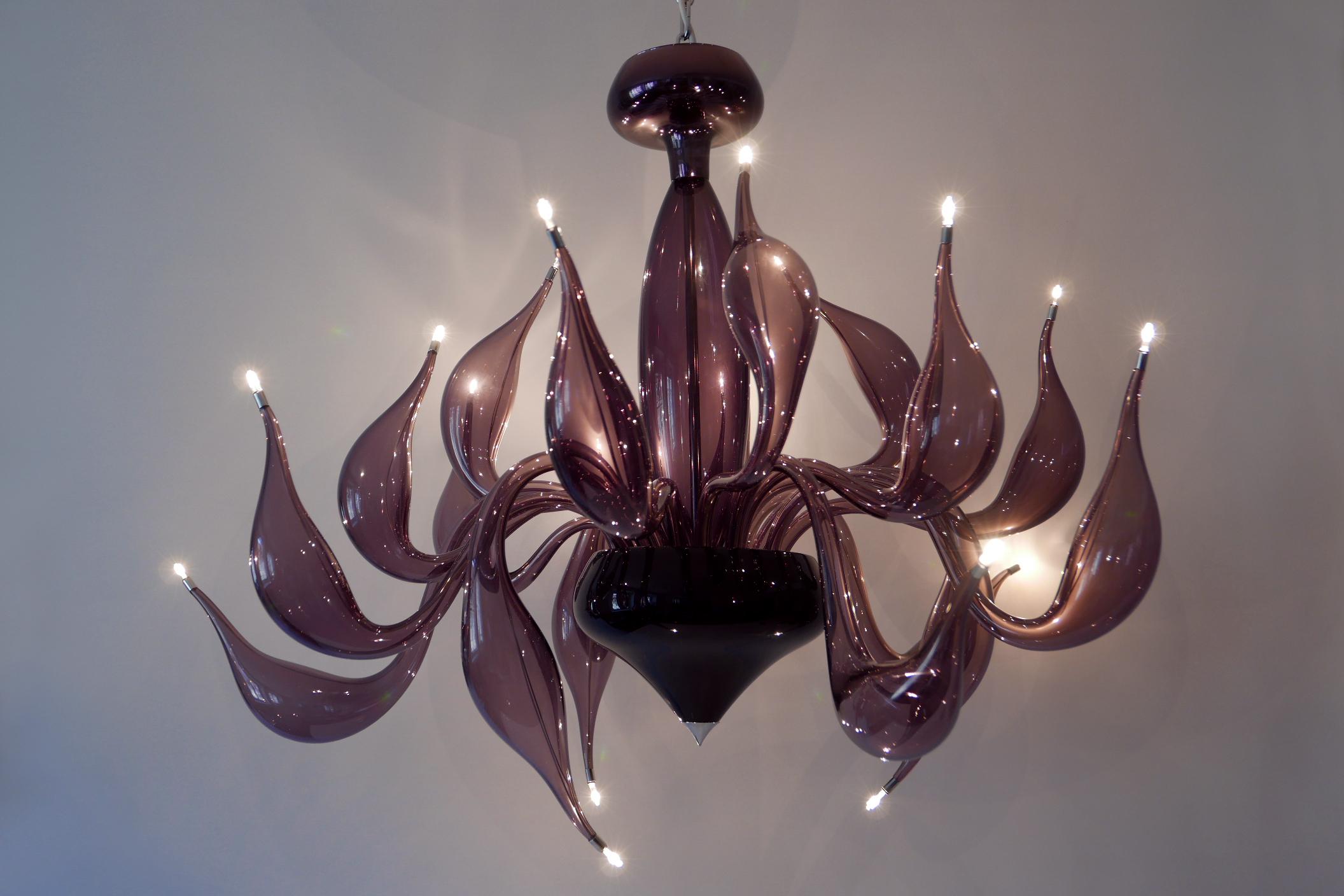 Contemporary Sculptural Lu Murano Chandelier 18 Lights by Fabio Fornasier, 2004, Italy For Sale