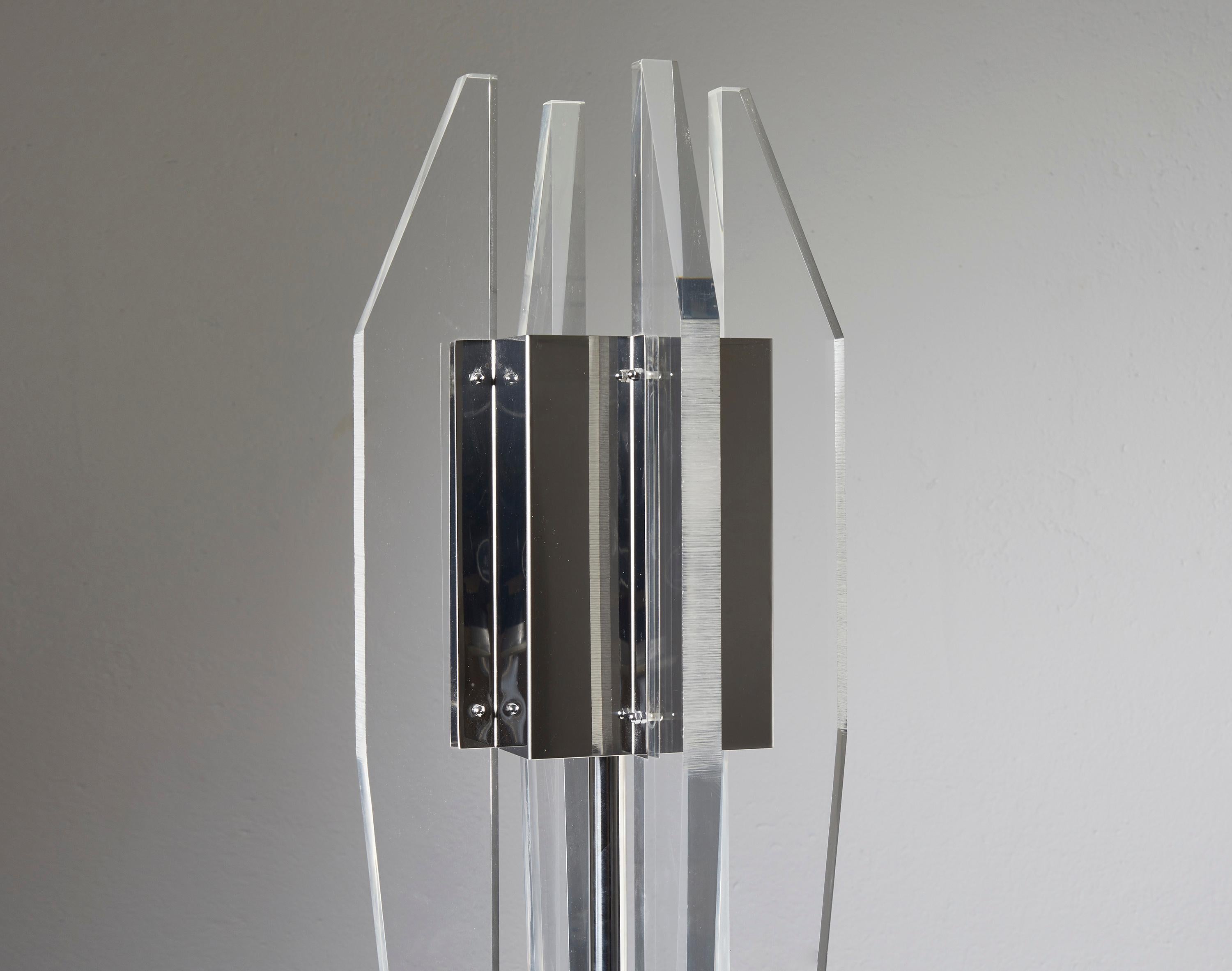 Sculptural Lucite and Stainless Steel Table Lamp by Philippe Jean, France 1970 5