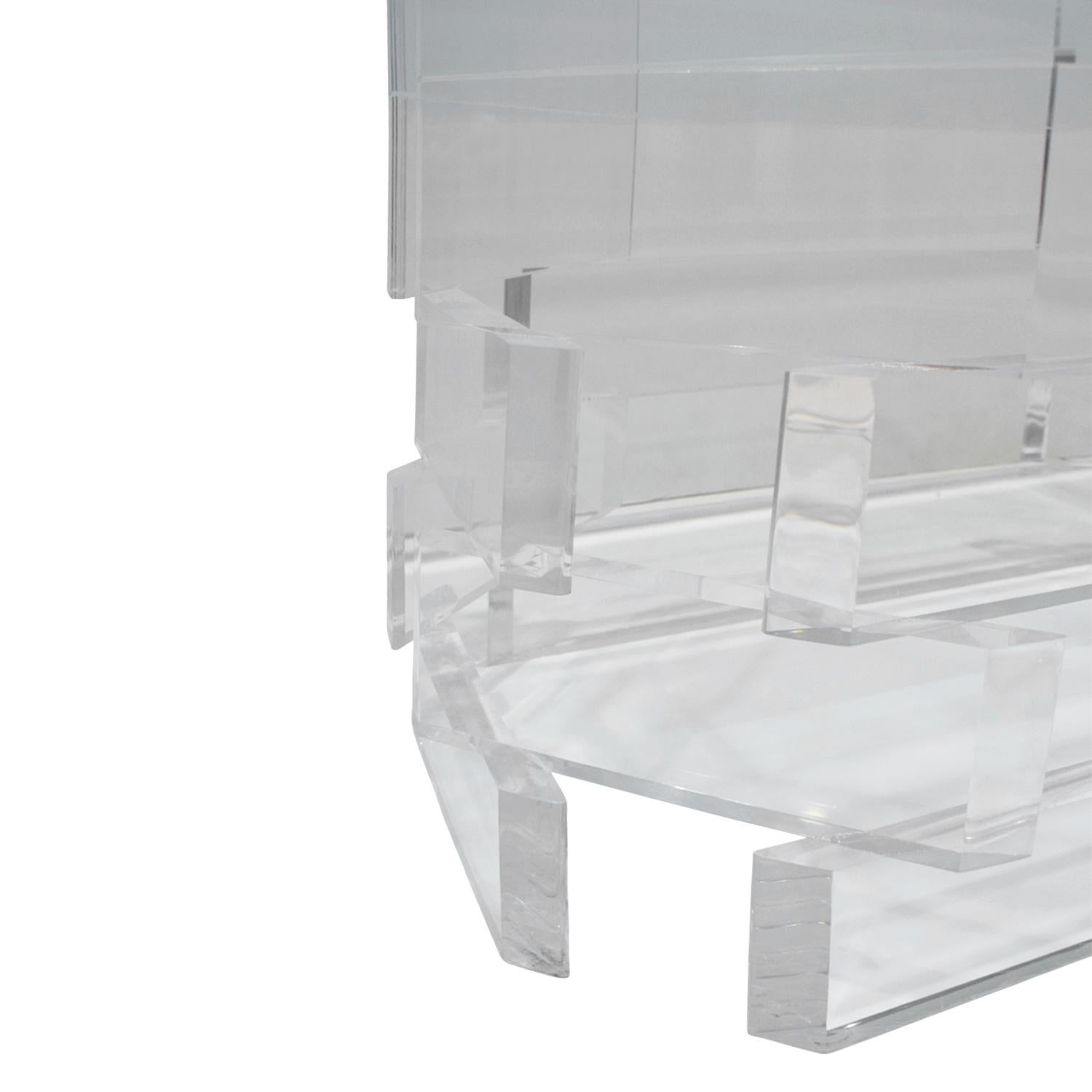 Late 20th Century Sculptural Lucite Coffee Table with Beveled Glass Top, 1970s