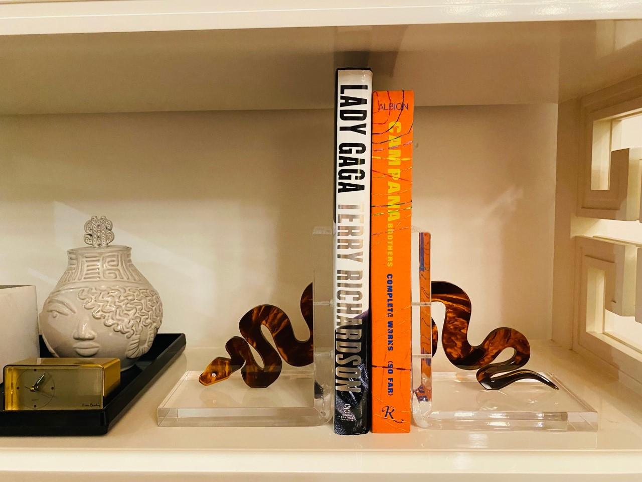 Sculptural Lucite Snake Bookends by Spisani 4