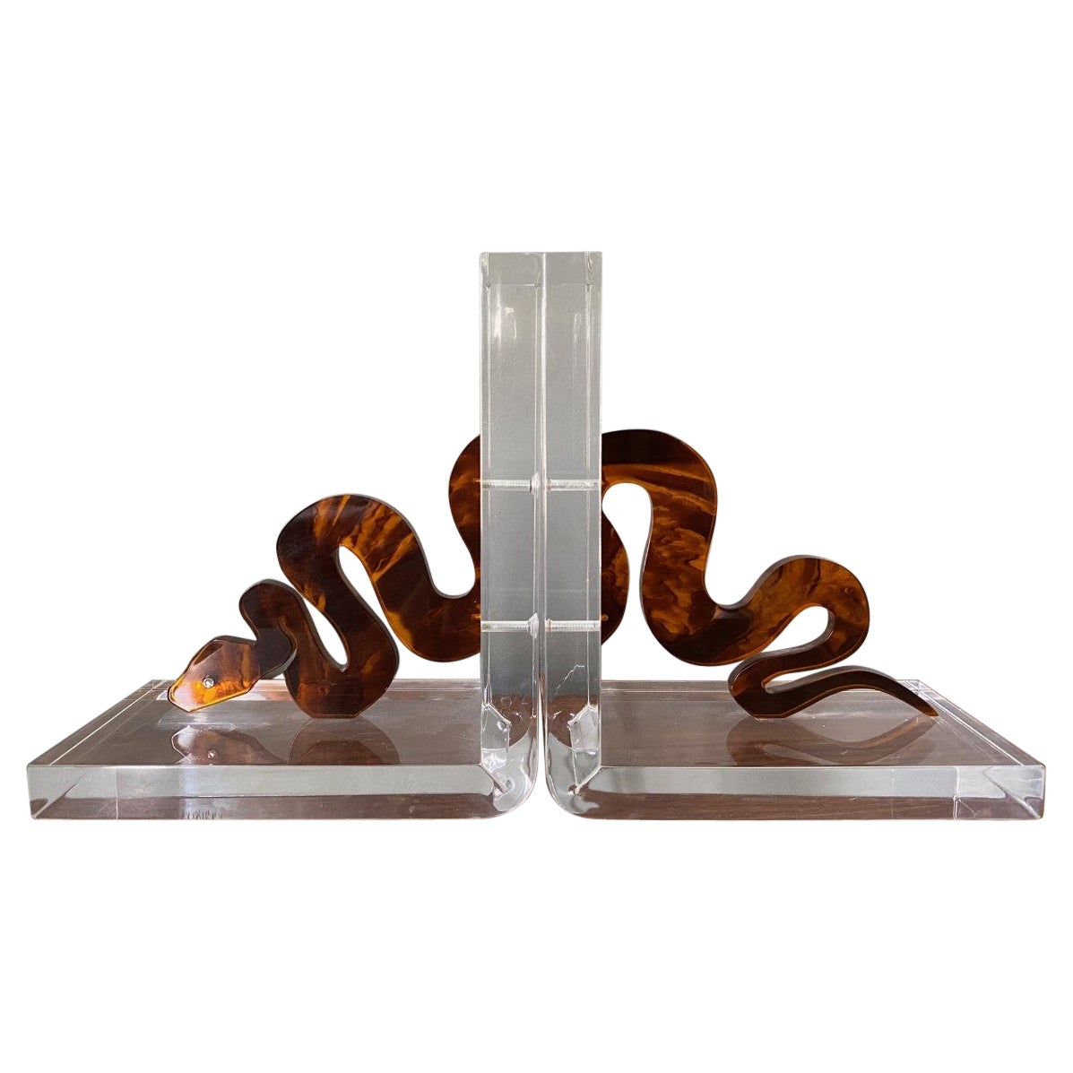 Sculptural Lucite Snake Bookends by Spisani