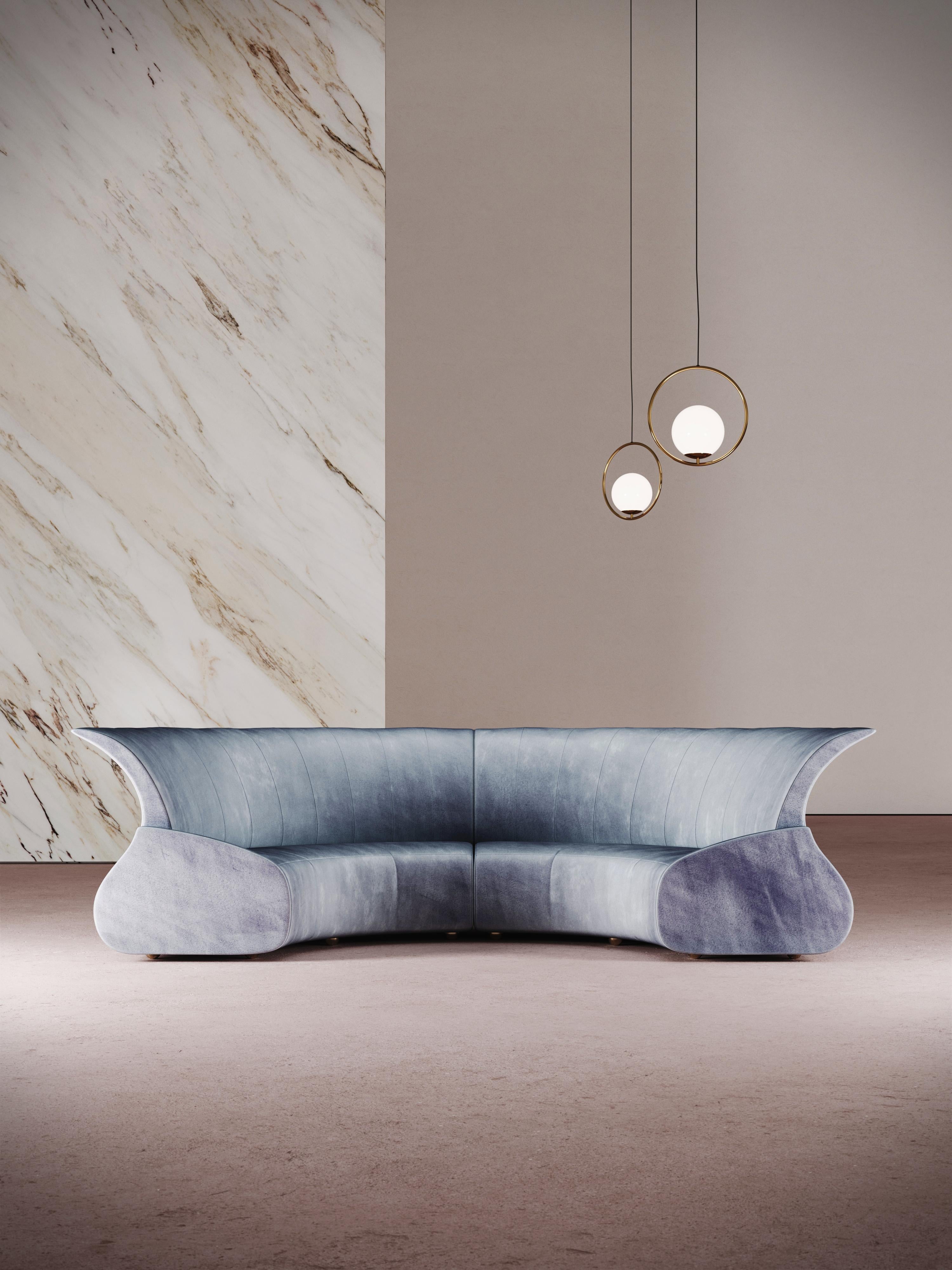 European Sculptural Made to Order Modernist Eclipse round sofa For Sale