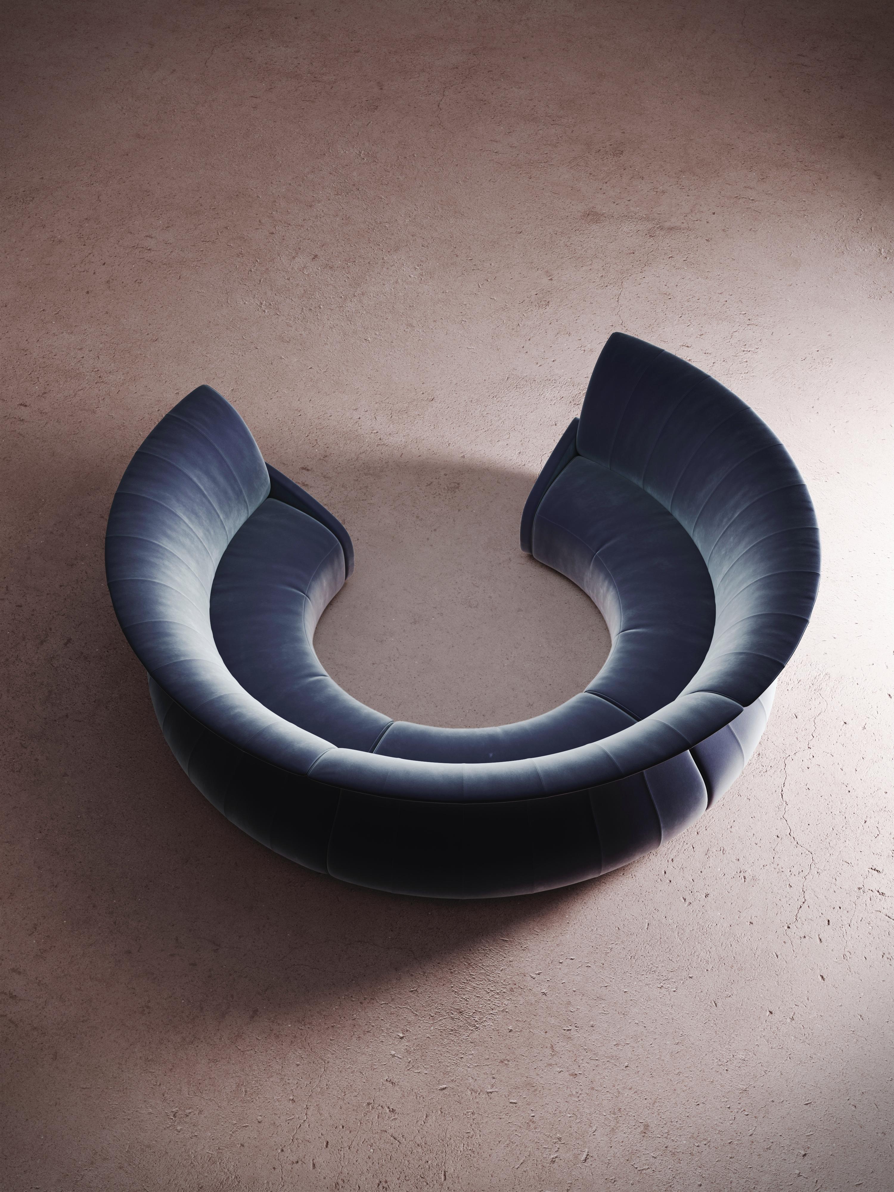 Contemporary Sculptural Made to Order Modernist Eclipse round sofa For Sale
