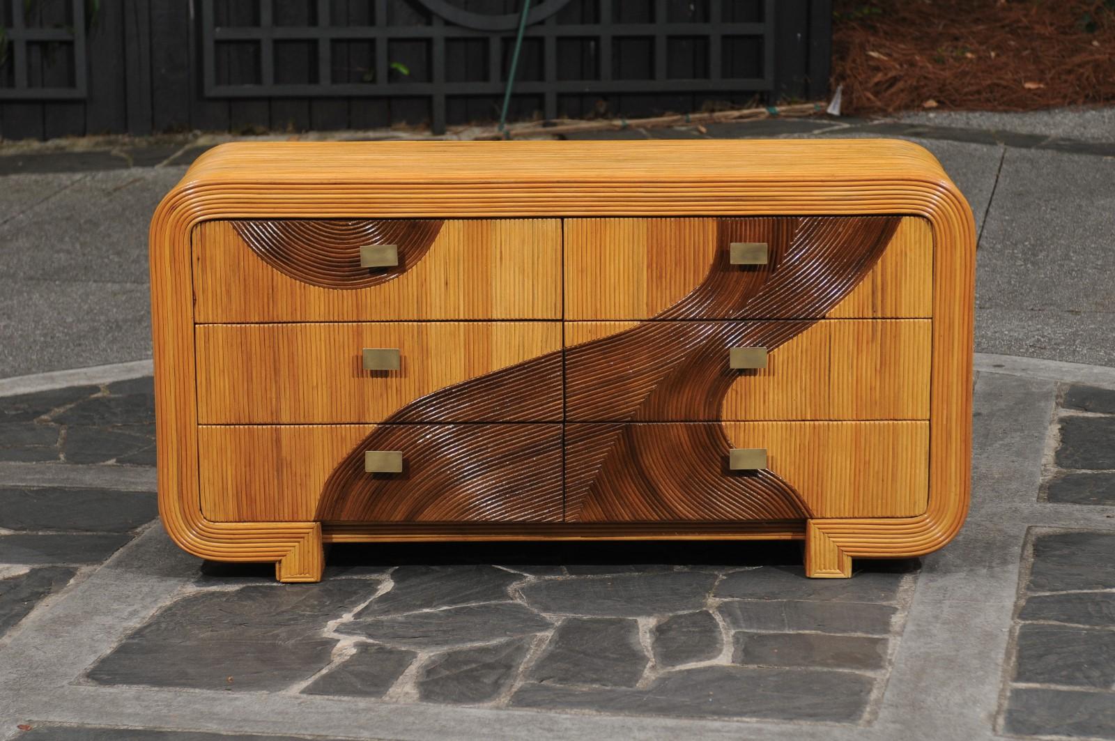 Late 20th Century Sculptural Mahogany and Bamboo Commode by Betty Cobonpue, circa 1980