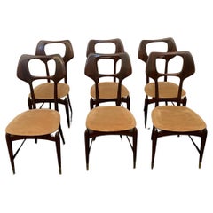 Sculptural Mahogany Chairs, 1950s, Set of 6 Sculptural Mahogany Chairs, 1950s, Set of 6