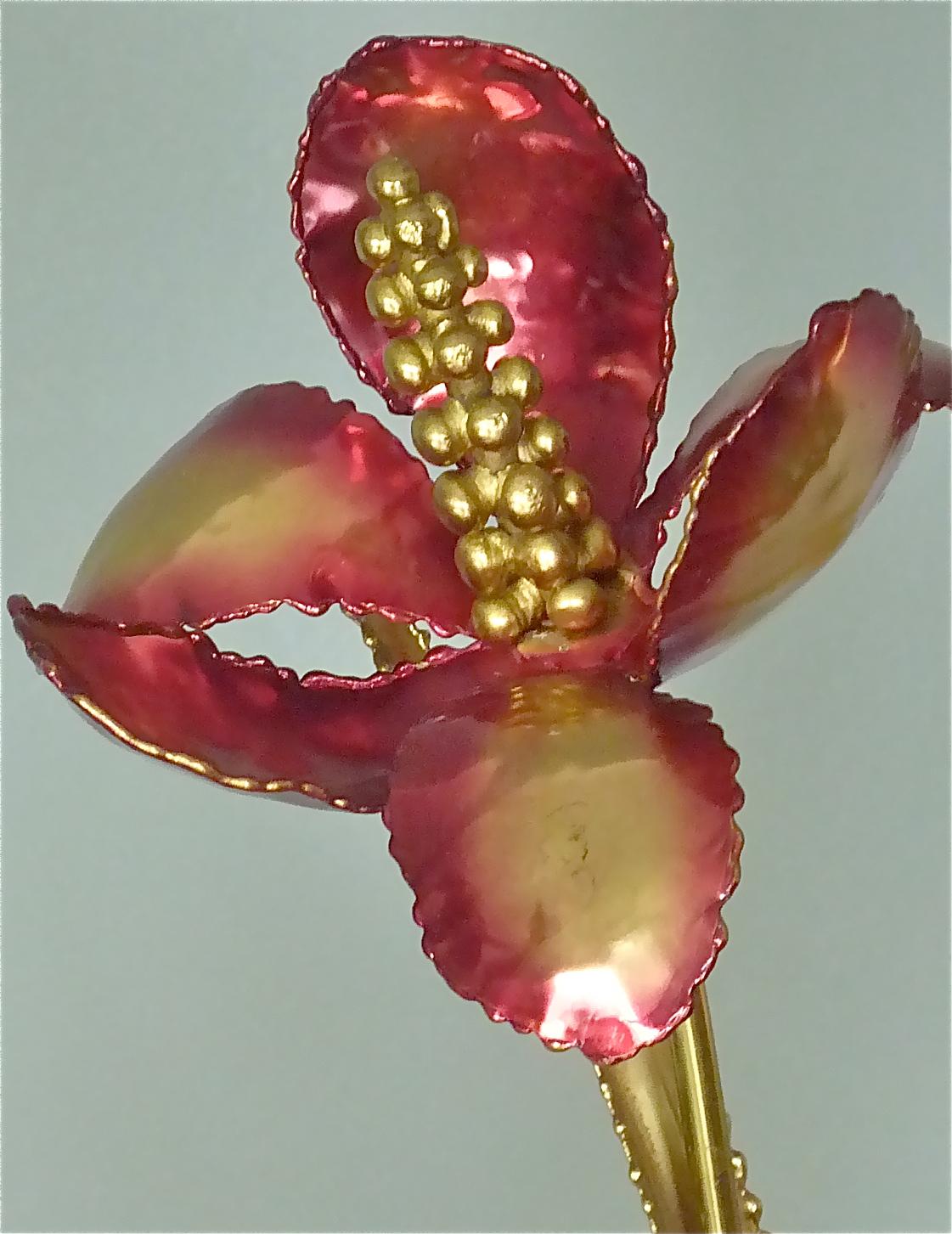 Lampadaire sculptural à fleurs Maison Jansen en laiton doré des années 1970 Charles Bagues en vente 3