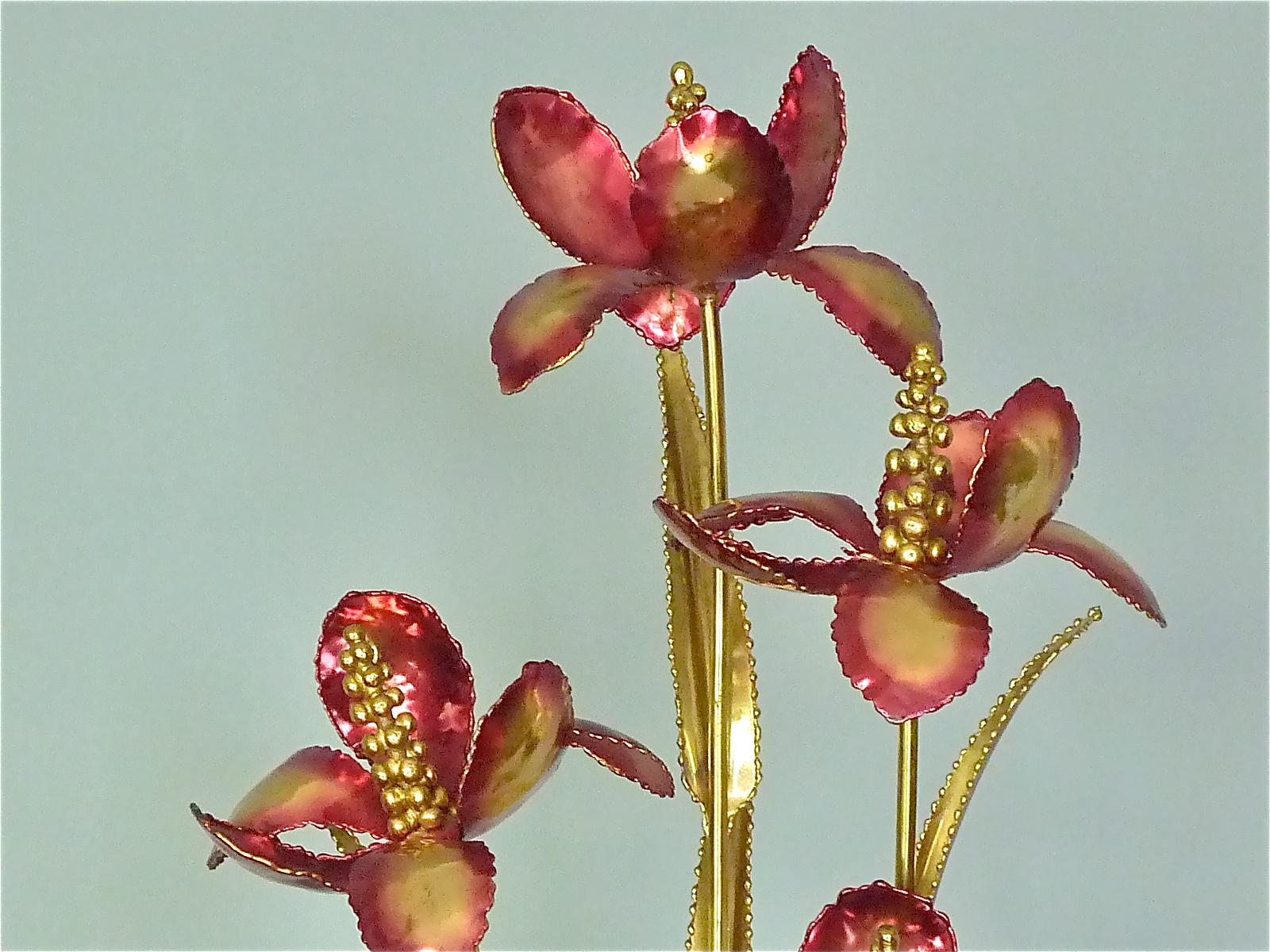 Lampadaire sculptural à fleurs Maison Jansen en laiton doré des années 1970 Charles Bagues en vente 5