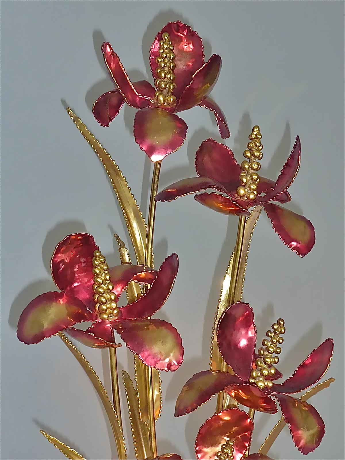 Skulpturale Maison Jansen-Blumen-Stehlampe aus vergoldetem Messing, Charles Bagues, 1970er Jahre im Angebot 8