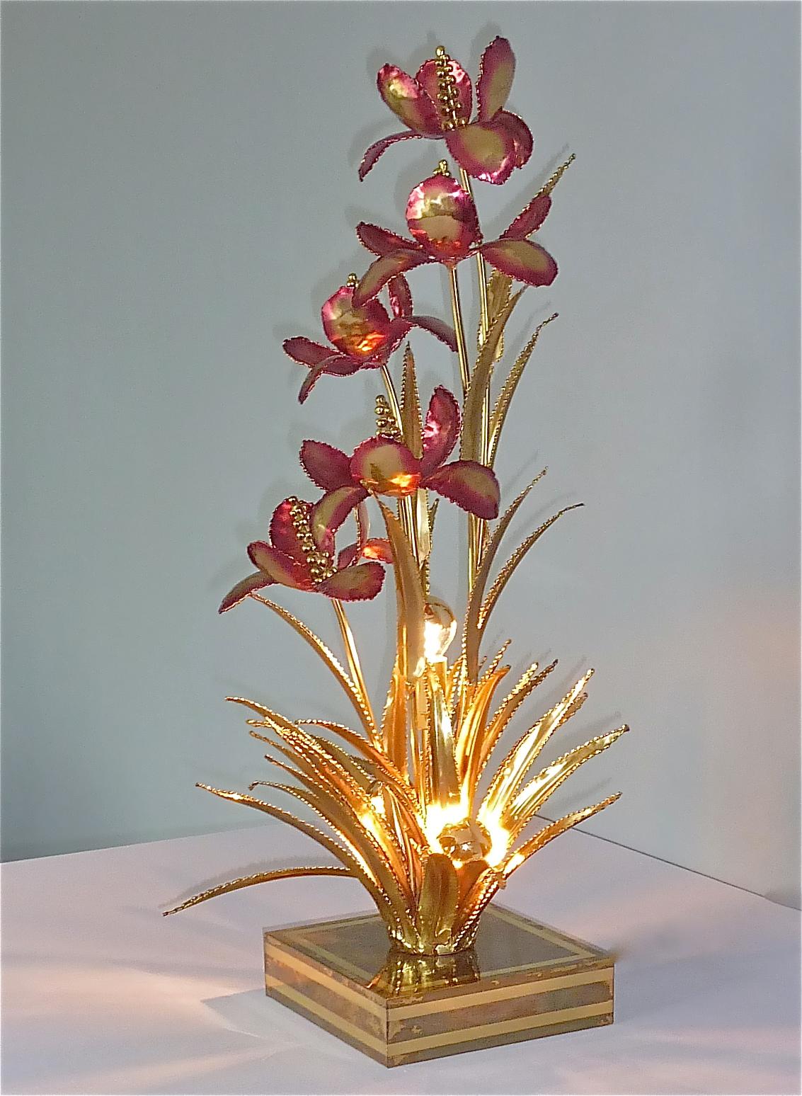 Sculptural Maison Jansen Flower Floor Table Lamp Gilt Brass 1970s Charles Bagues For Sale 11