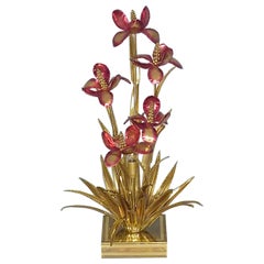 Sculptural Maison Jansen Flower Floor Table Lamp Gilt Brass 1970s Charles Bagues
