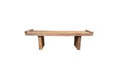 Sculptural Mango Wood Bench Hand-Crafted, Modern Organic