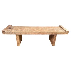 Sculptural Mango Wood Bench Hand-Crafted, Modern Organic