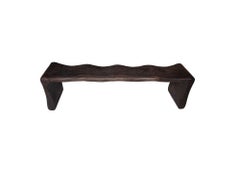 Sculptural Mango Wood Bench, Modern Organic, Stunning Wood Textures, Dark Brown
