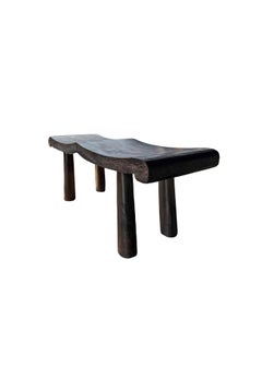 Sculptural Mango Wood Bench, Modern Organic, Stunning Wood Textures, Dark Brown