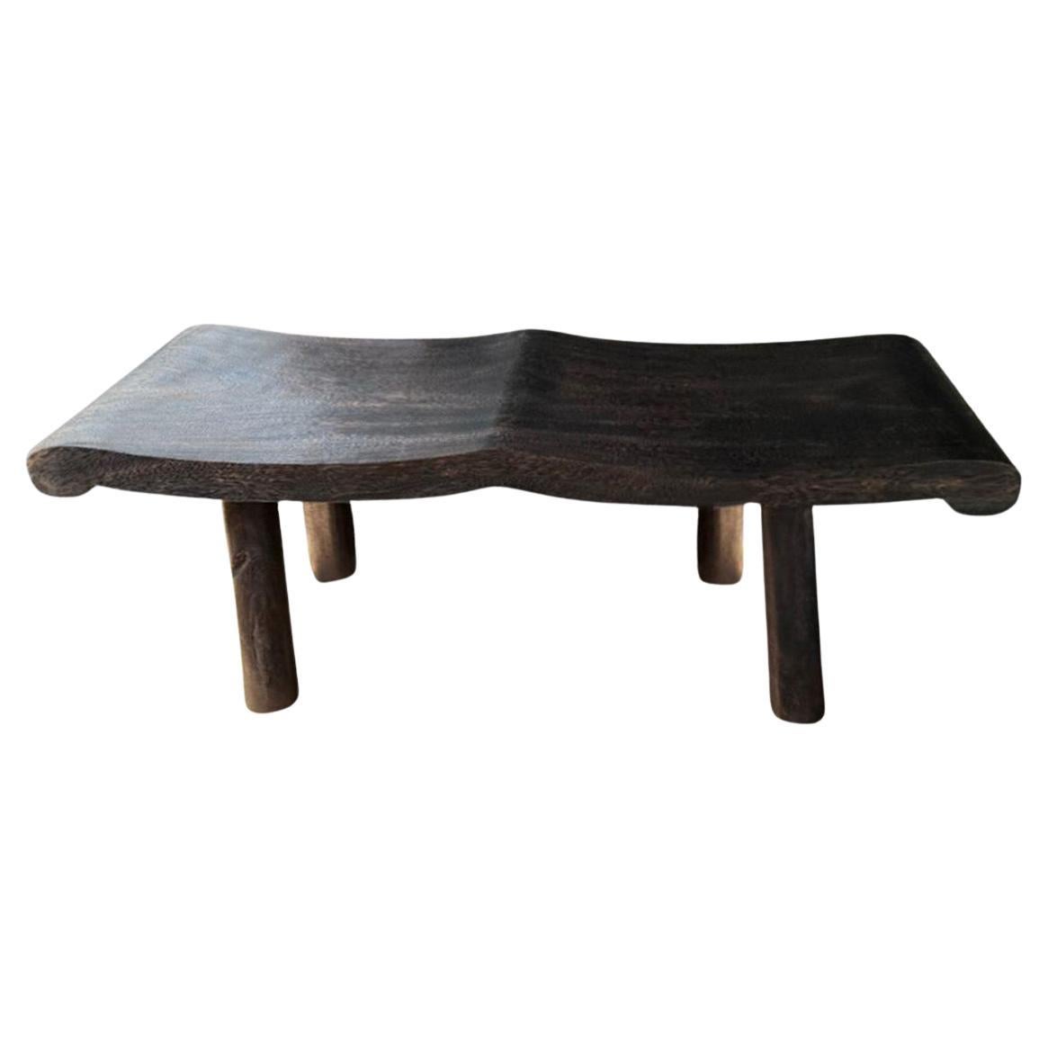 Banc sculptural en bois de manguier, Modernity Organic, Stunning Wood Textures, Dark Brown