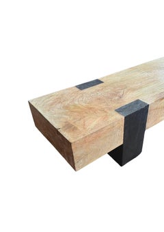 Sculptural Mango Wood Bench, Modern Organic, Stunning Wood Textures