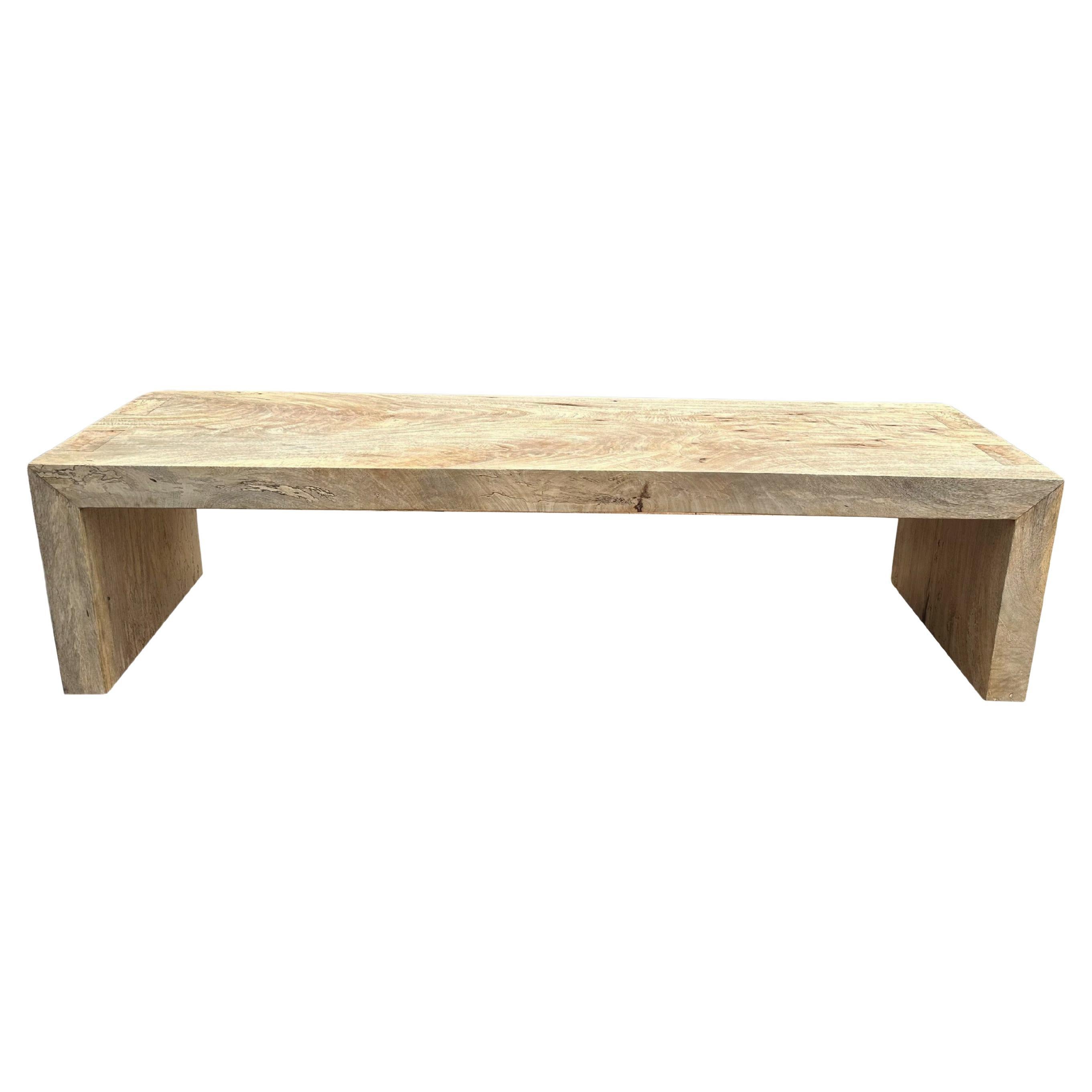 Sculptural Mango Wood Bench, Modern Organic, Stunning Wood Textures