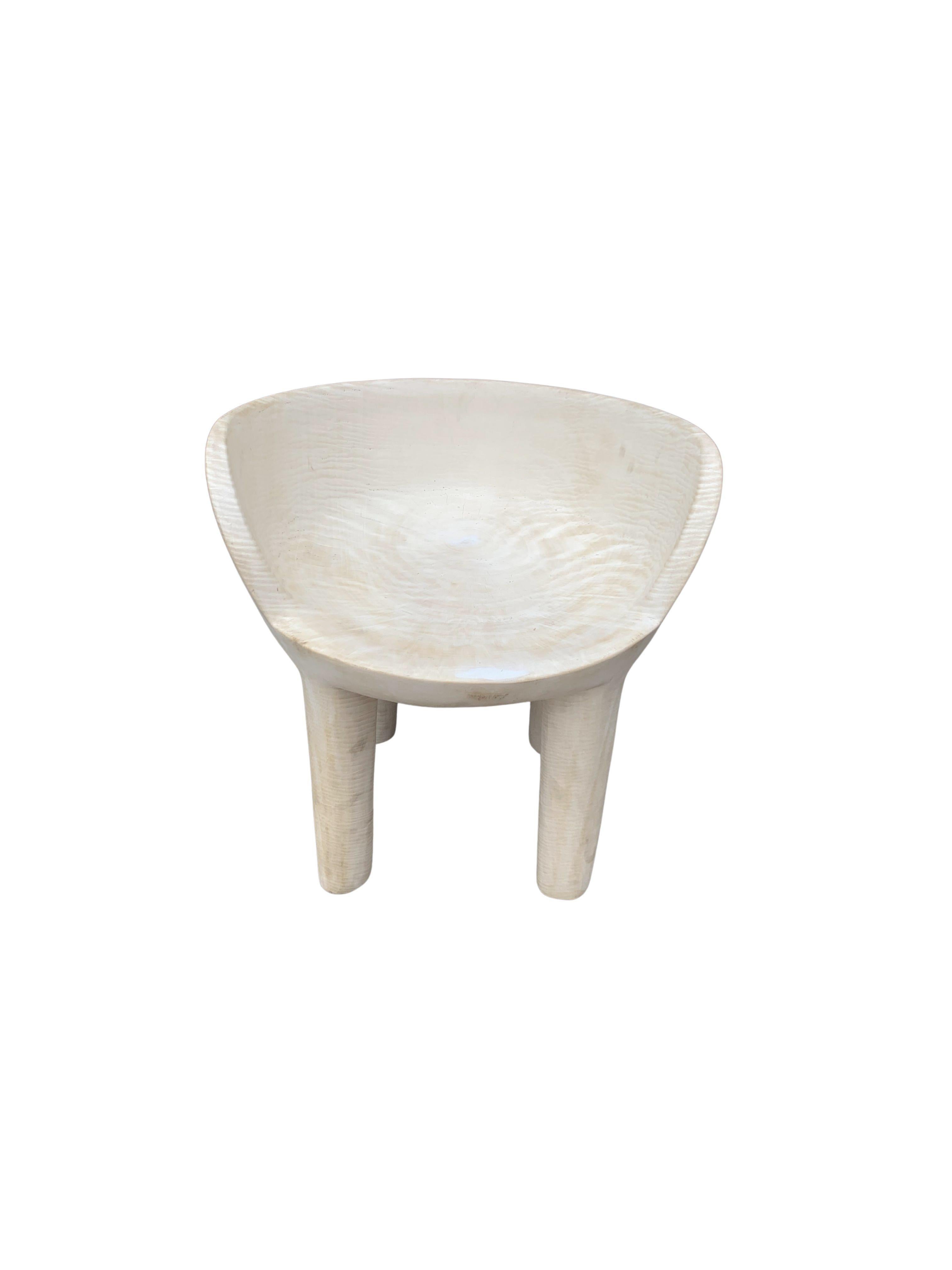 Organic Modern Sculptural Mango Wood Chair Bleached Finish Modern Organic For Sale