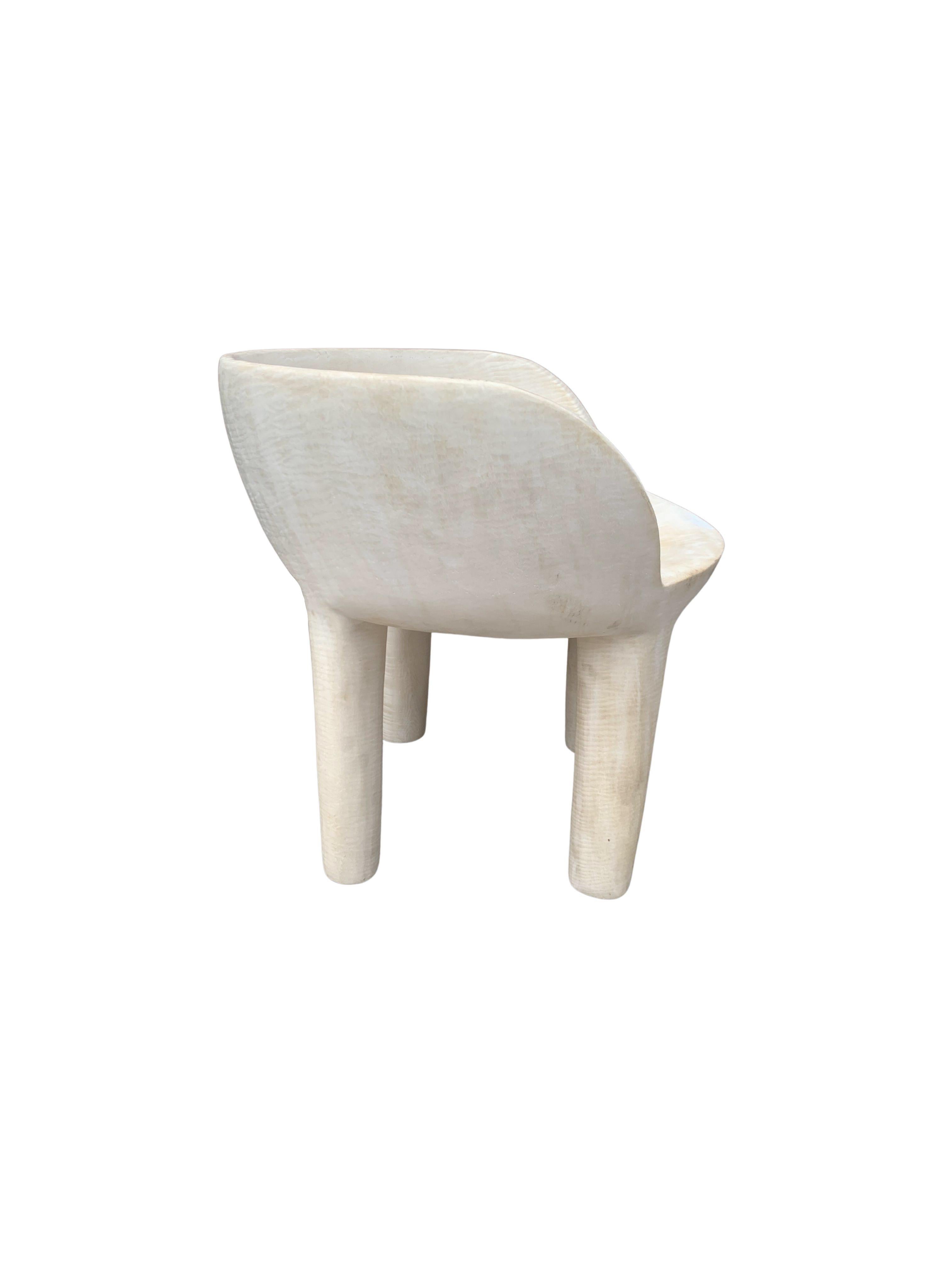 Indonesian Sculptural Mango Wood Chair Bleached Finish Modern Organic For Sale