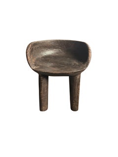 Sculptural Mango Wood Chair Dark Brown Finish Modern Organic