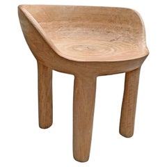 Retro Sculptural Mango Wood Chair Modern Organic