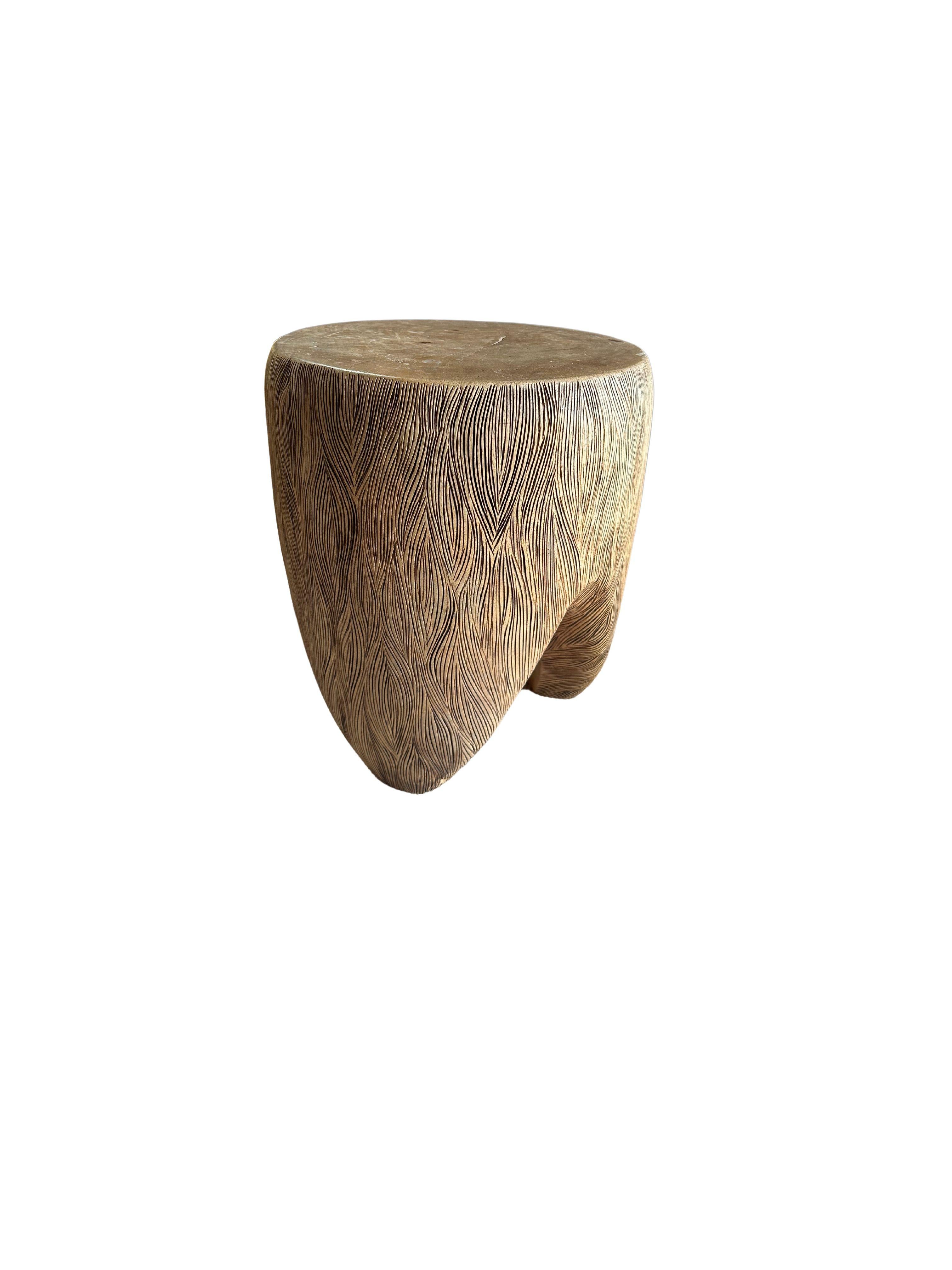 Organic Modern Sculptural Mango Wood Side Table, Hand-Crafted Modern Organic For Sale