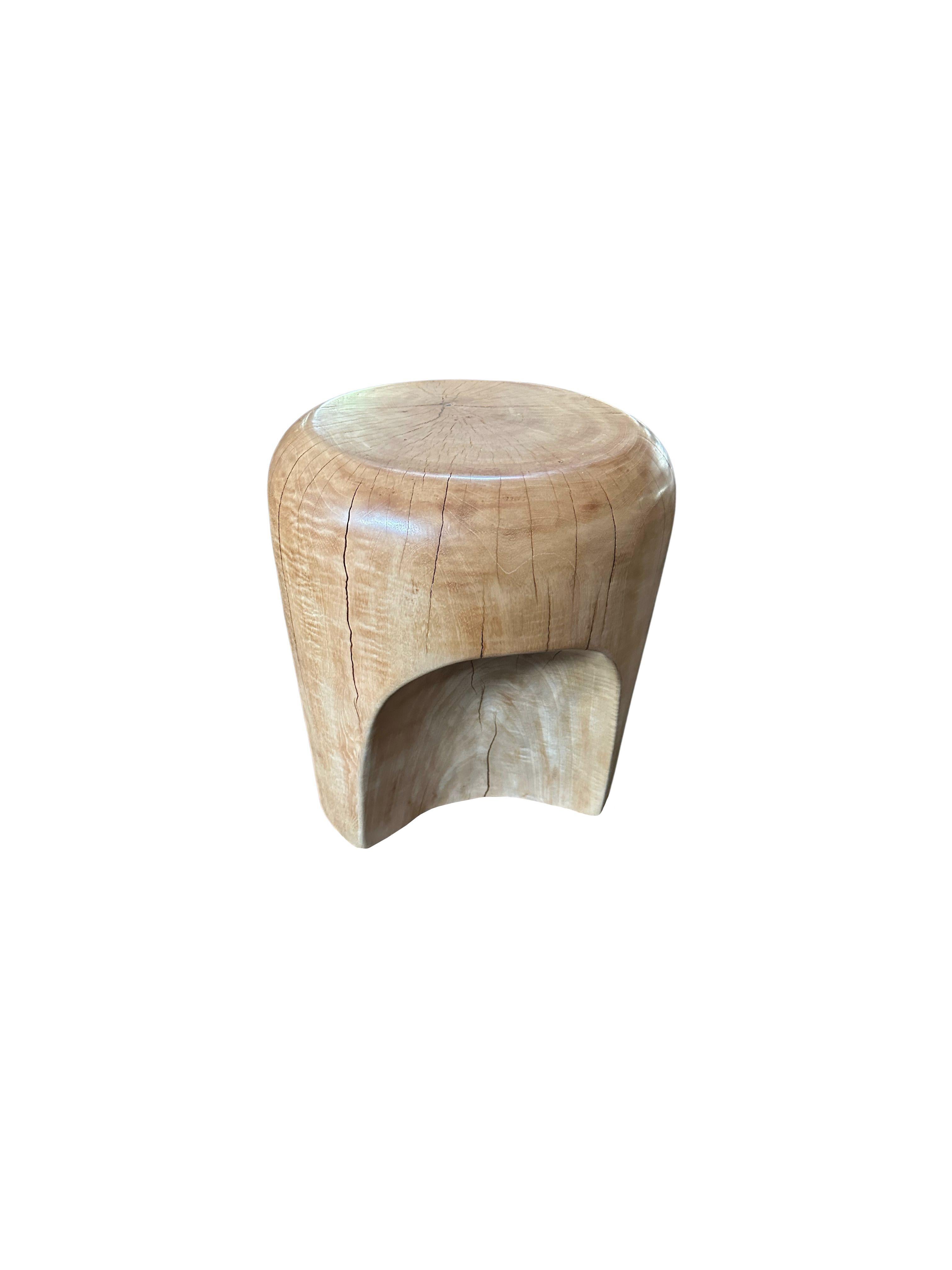 Indonesian Sculptural Mango Wood Side Table, Hand-Crafted Modern Organic For Sale