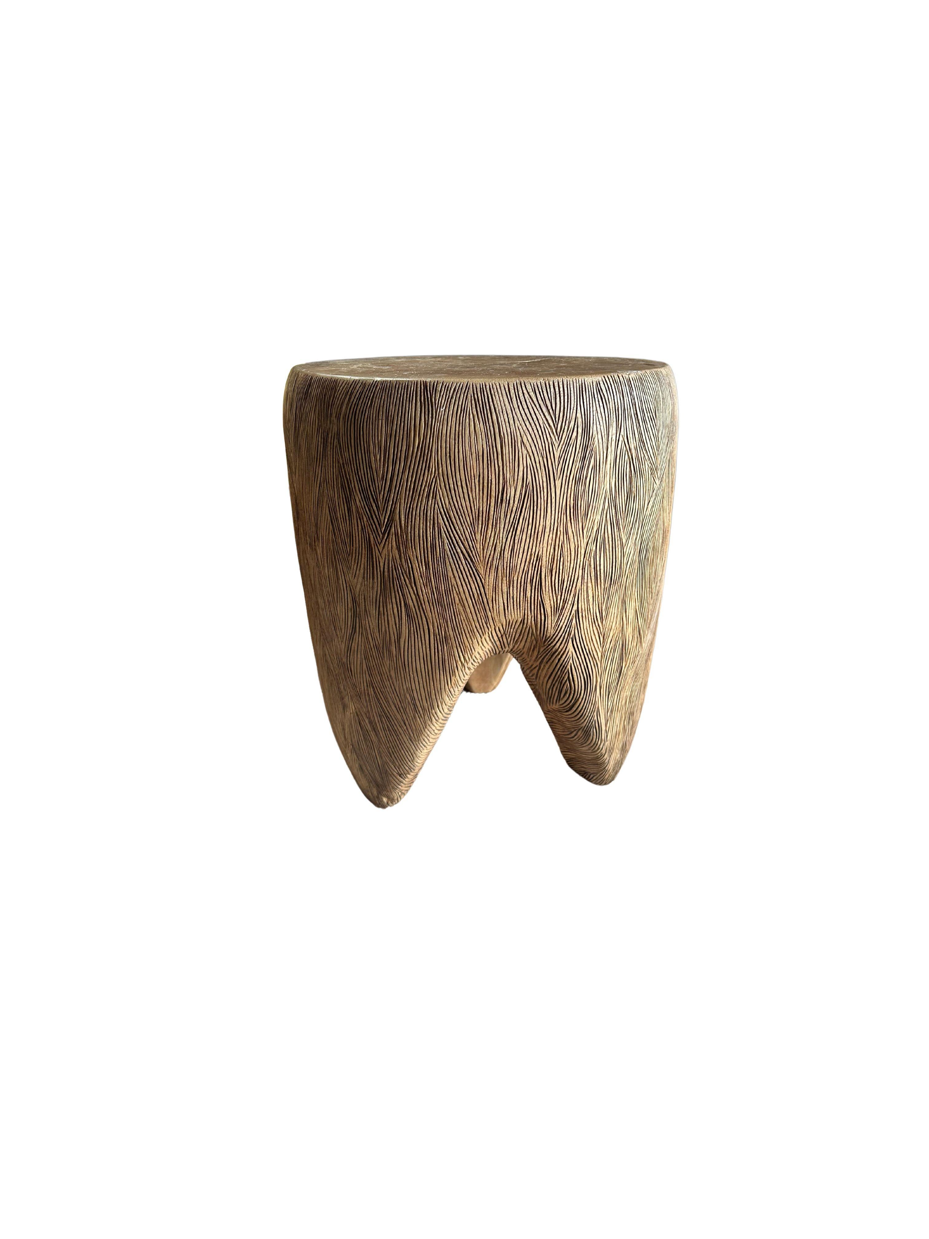 Indonesian Sculptural Mango Wood Side Table, Hand-Crafted Modern Organic For Sale